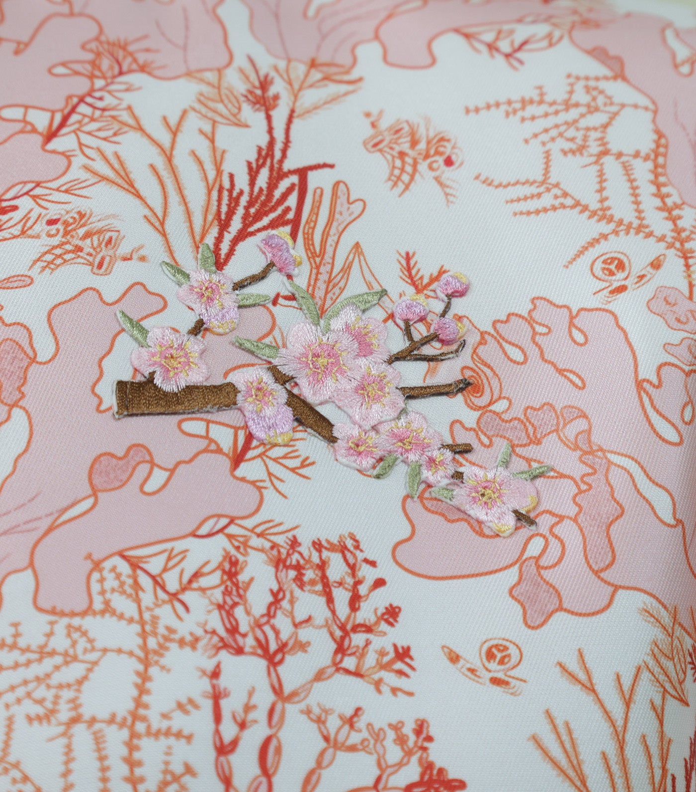 Martina Jacket with Floral Applique Orange/White