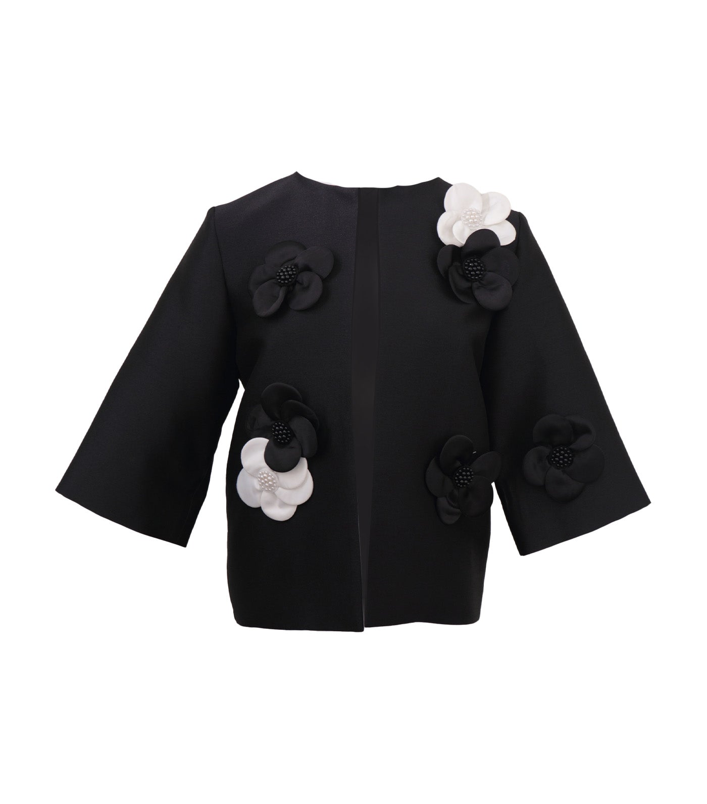 Martina Jacket with Floral Applique Black