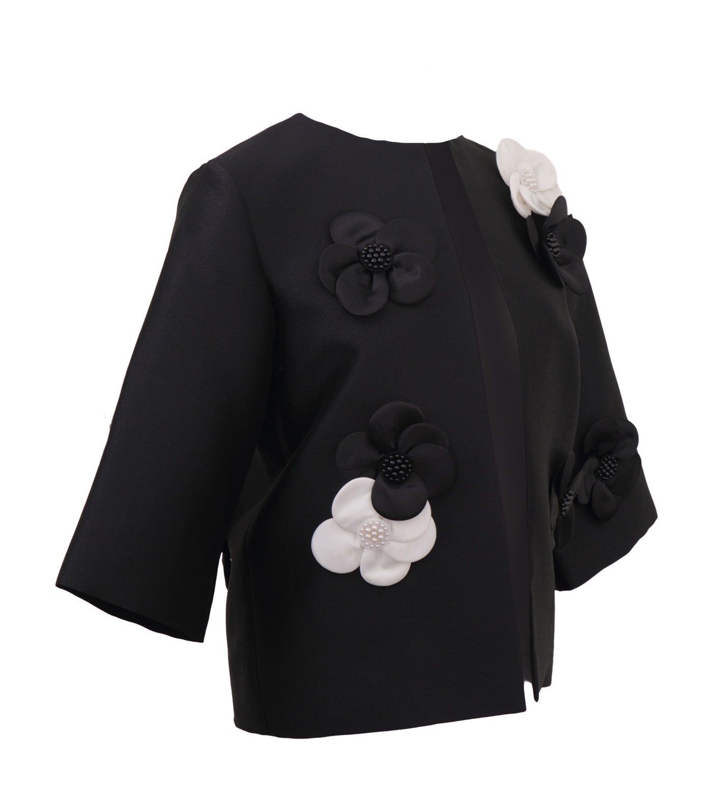 Martina Jacket with Floral Applique Black
