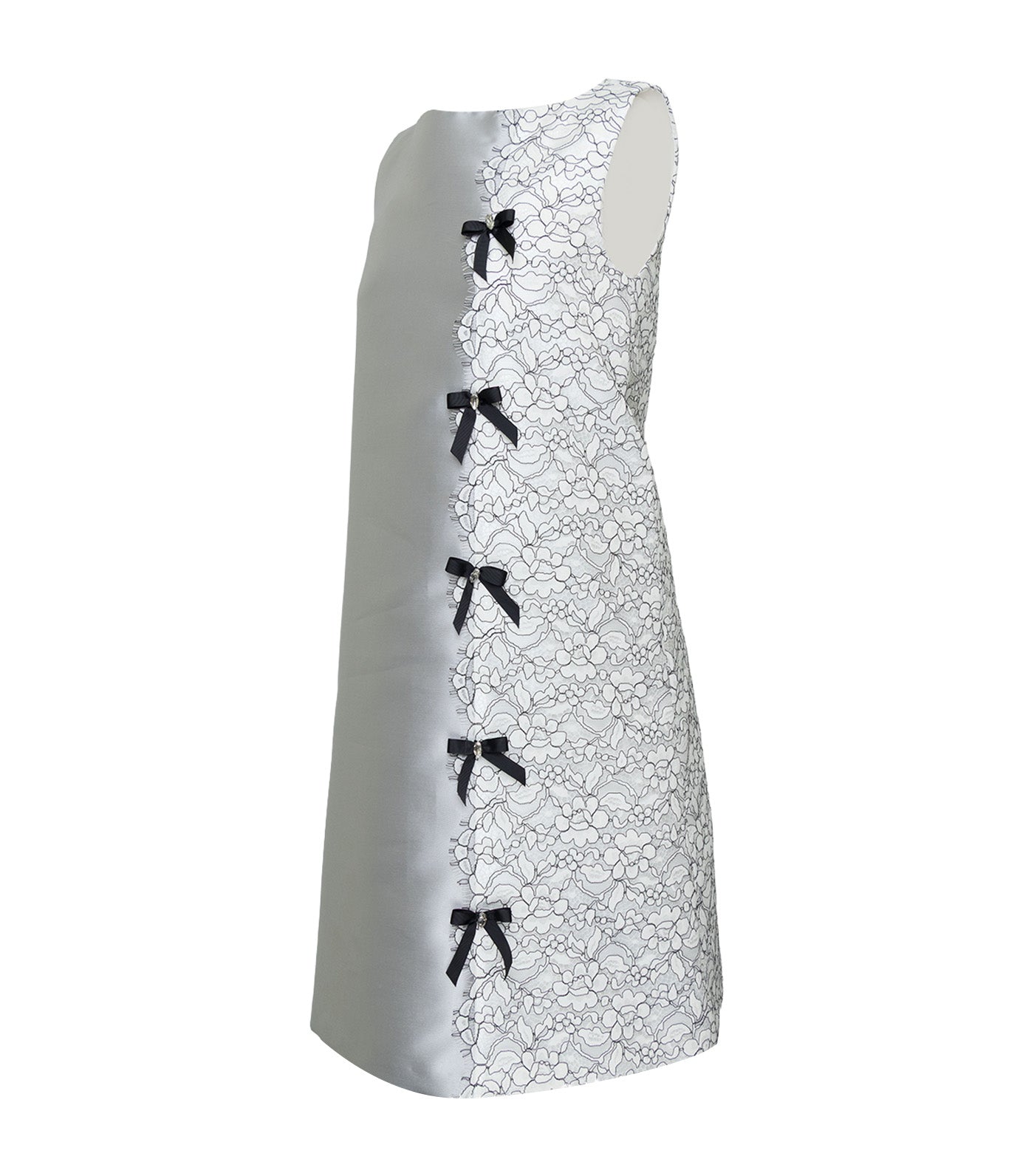 Criselda Neem Sleeveless Dress Mikado/Lace Combi Gray and White Lace