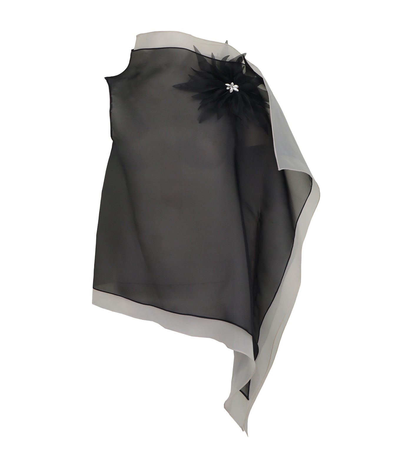 Criselda Nikko Blouse with Floral Cutouts Black and Off White