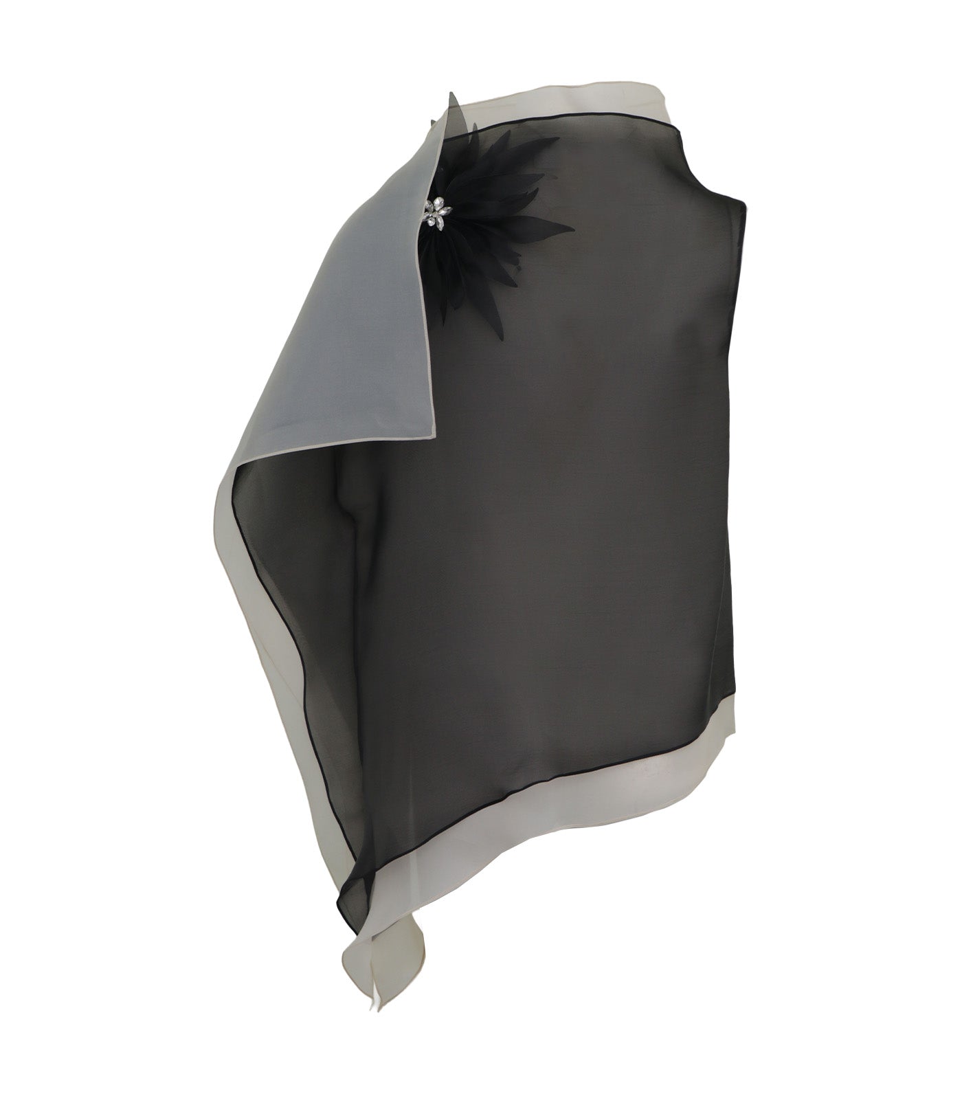 Criselda Nikko Blouse with Floral Cutouts Black and Off White