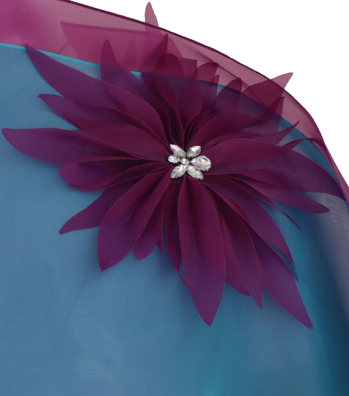 Criselda Nikko Blouse with Floral Cutouts Blue and Magenta