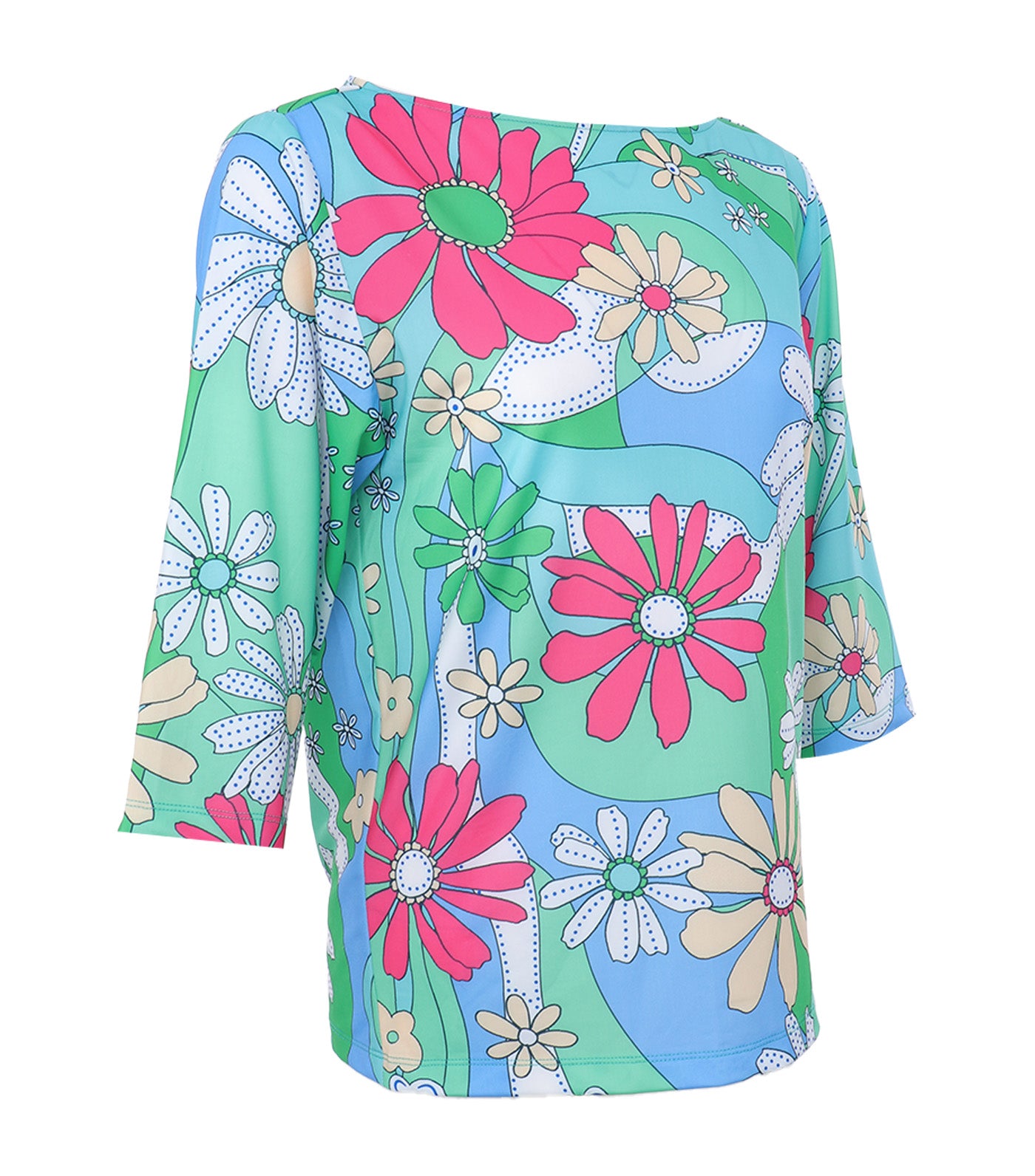 Ally Knit Top Multi Green Florals