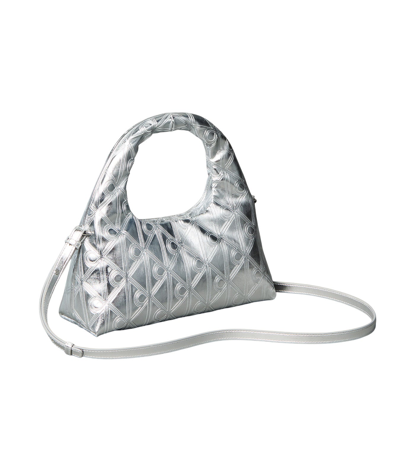 Puffer Emblem Logo Metallic Mini Bag Silver