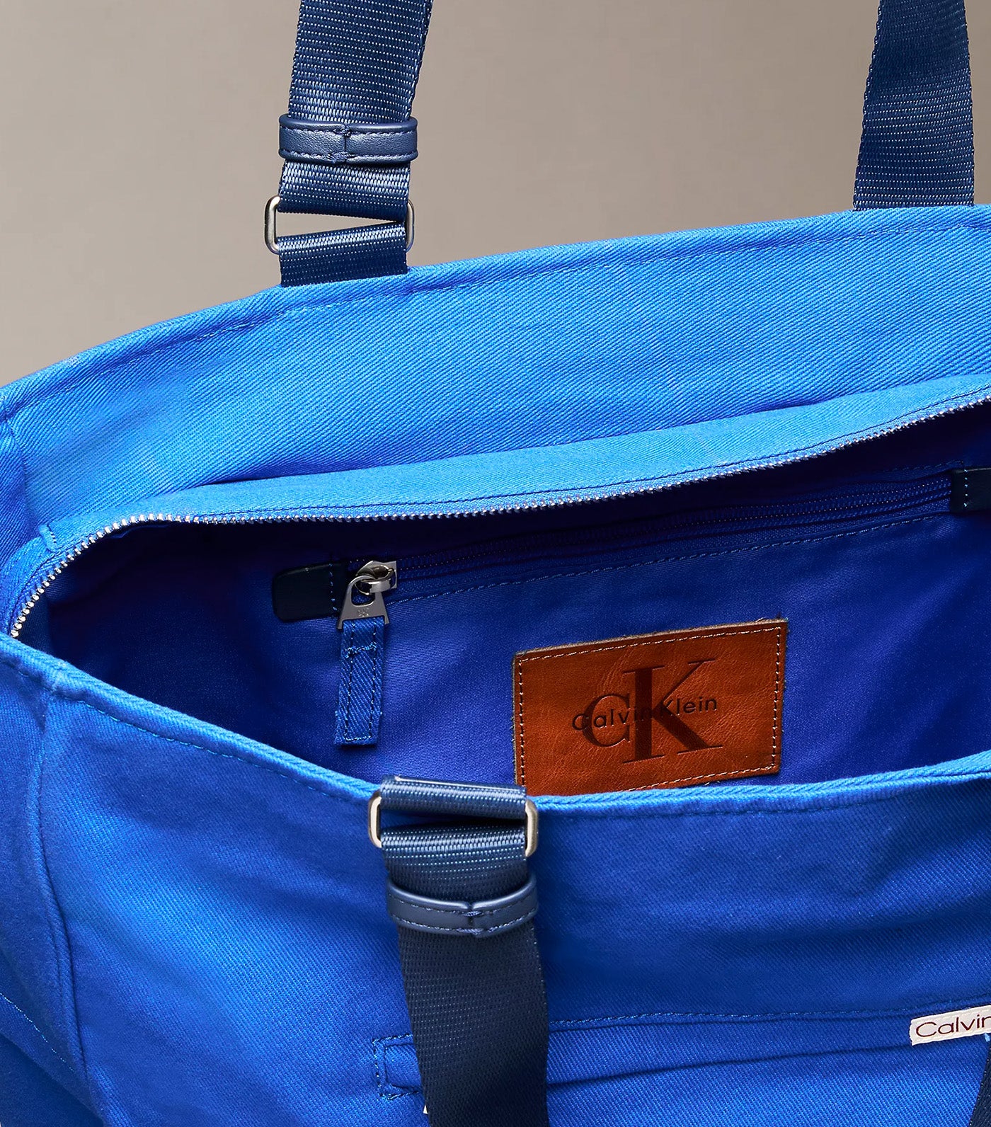 Sleek Denim Pocket Tote True Blue