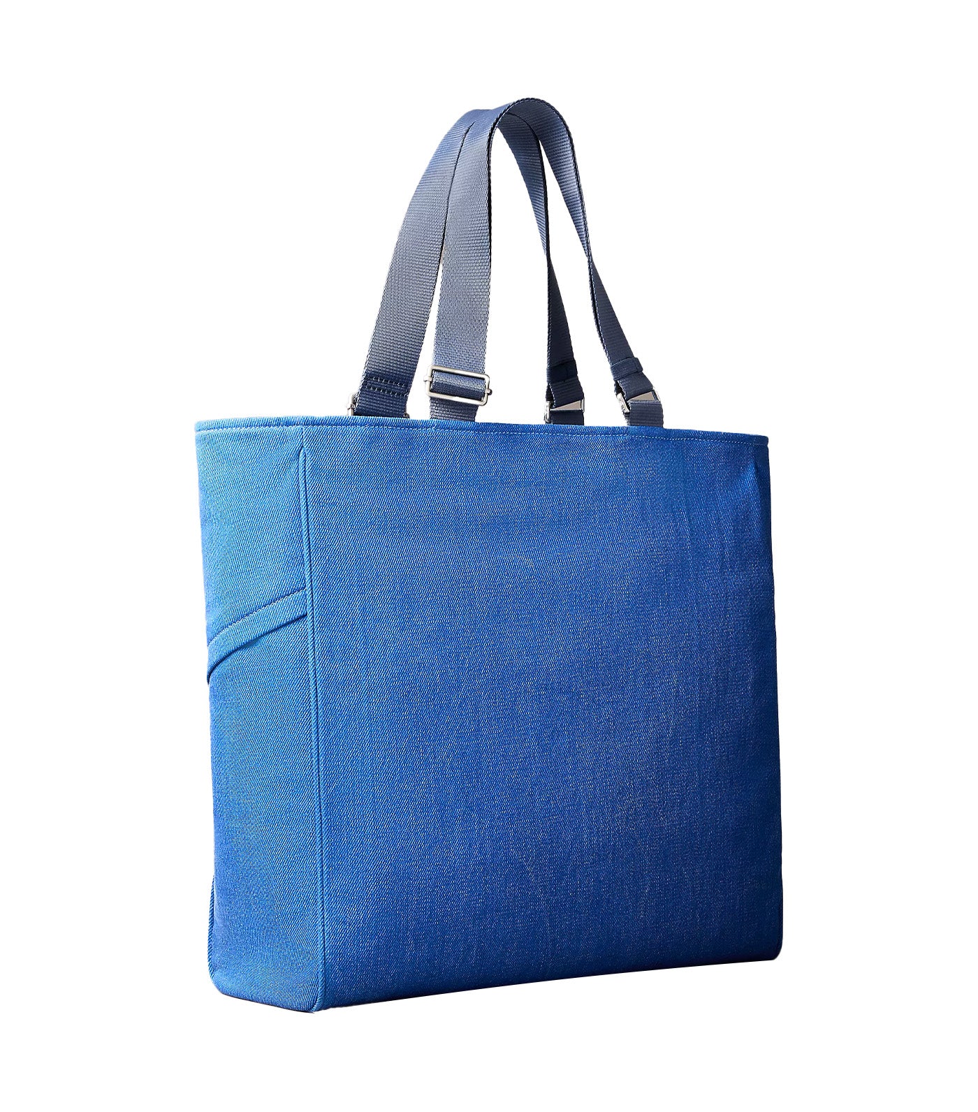 Sleek Denim Pocket Tote True Blue