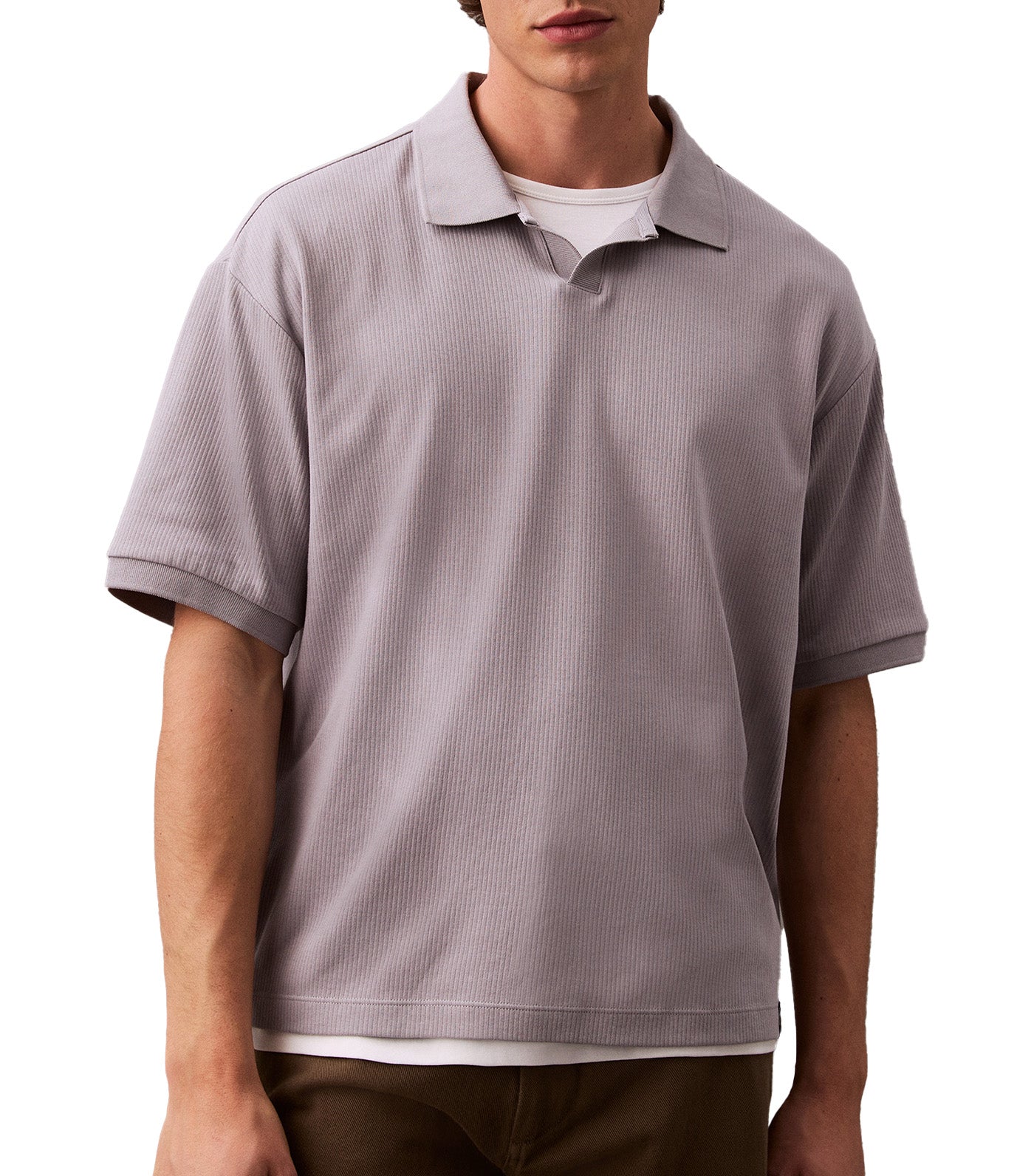 Relaxed Ribbed Cotton Polo Shirt