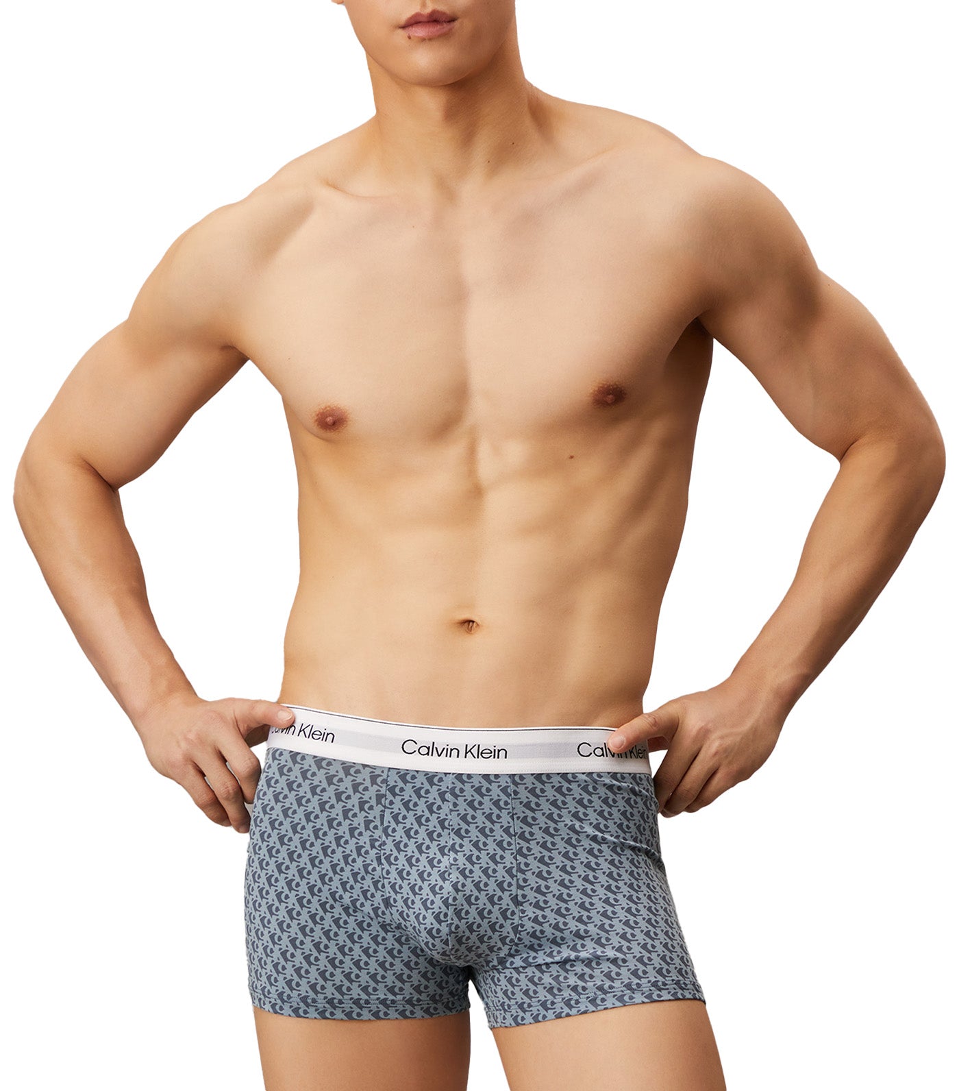 Calvin Klein Underwear Icon Cotton Stretch Trunks 2 Pack Glacier/Plush Monogram Vintage Indigo