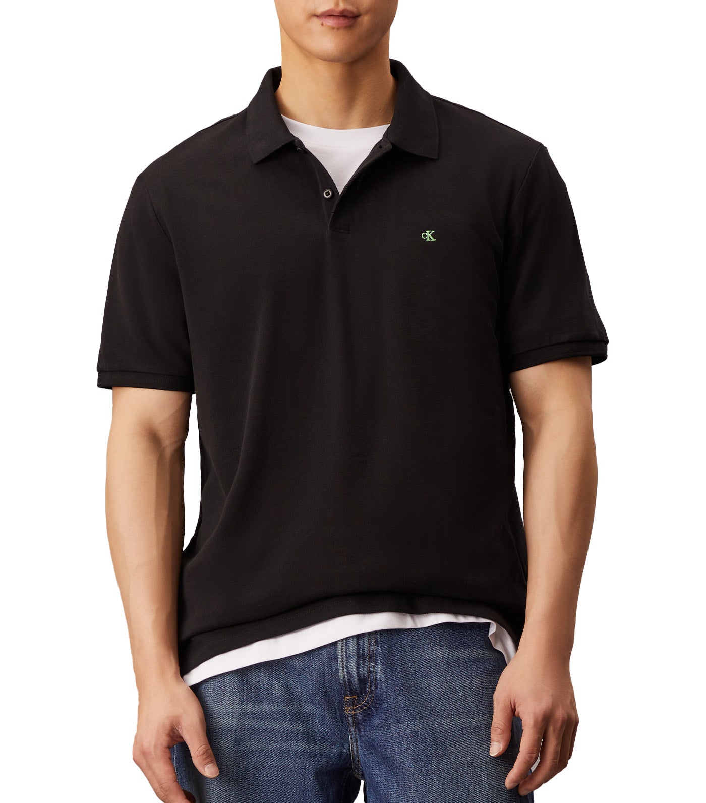 Monogram Pique Polo Shirt Black