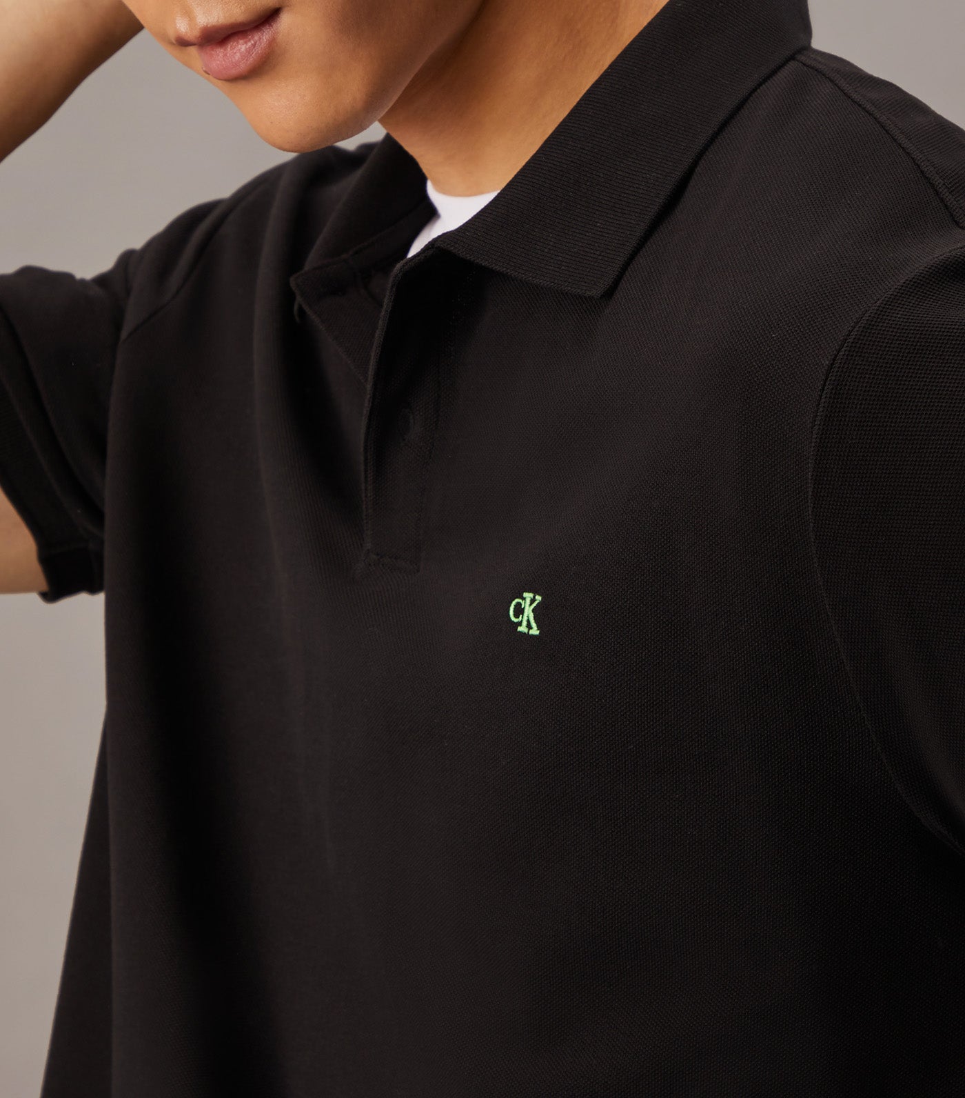 Monogram Pique Polo Shirt Black