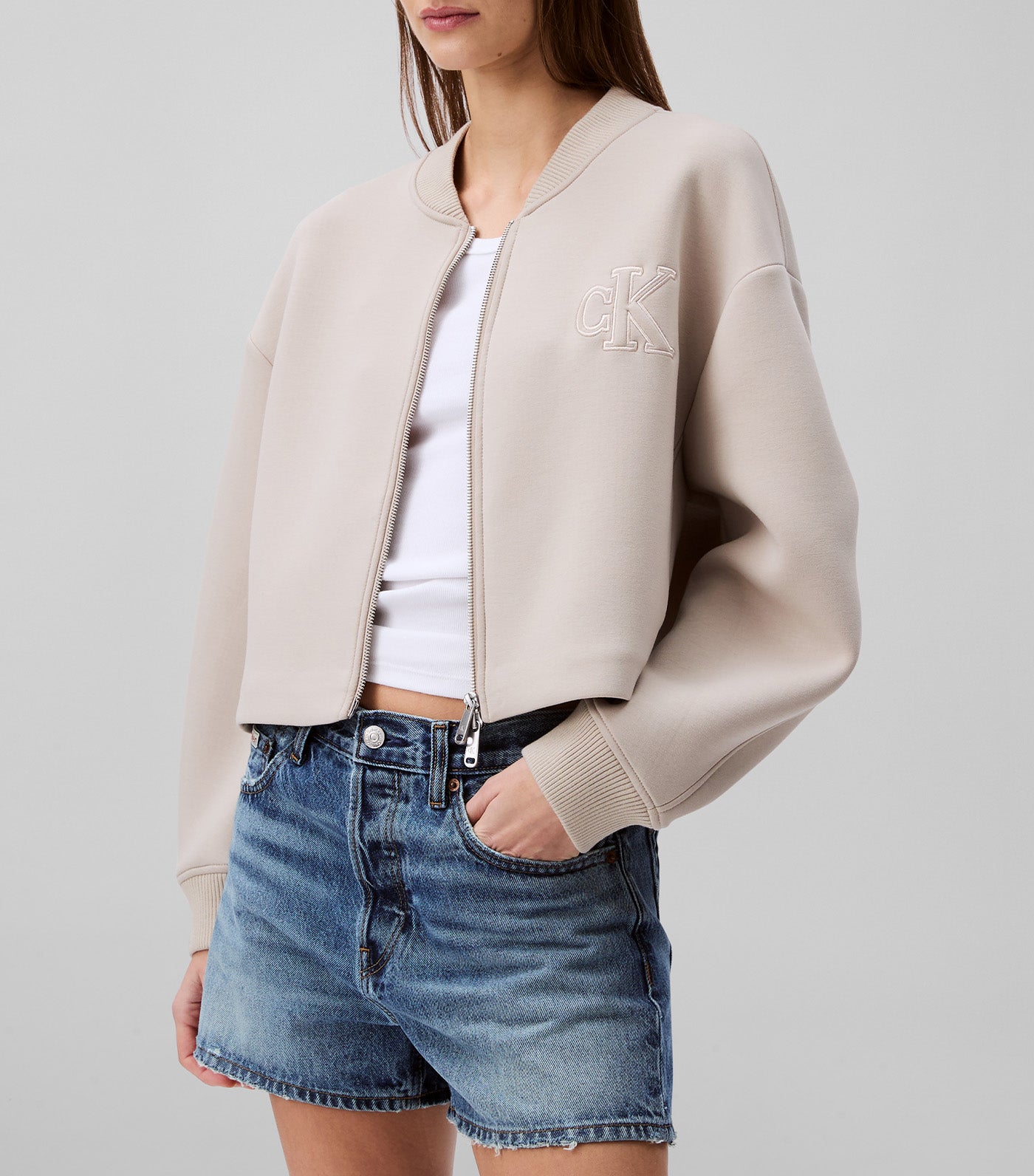 Scuba Relaxed Bomber Jacket Feather Gray