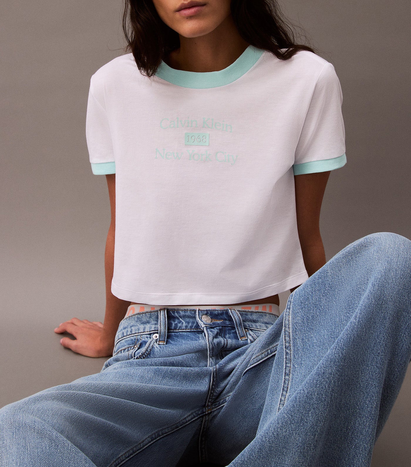 Logo Graphic Cropped Classic T-Shirt Blue Light