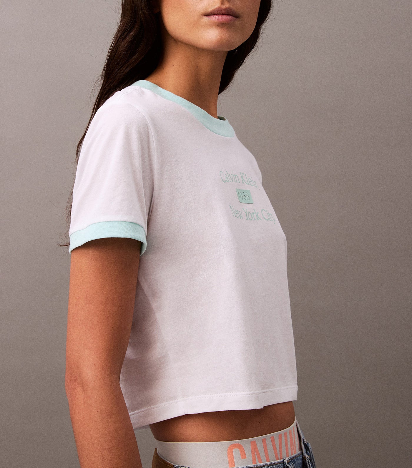 Logo Graphic Cropped Classic T-Shirt Blue Light