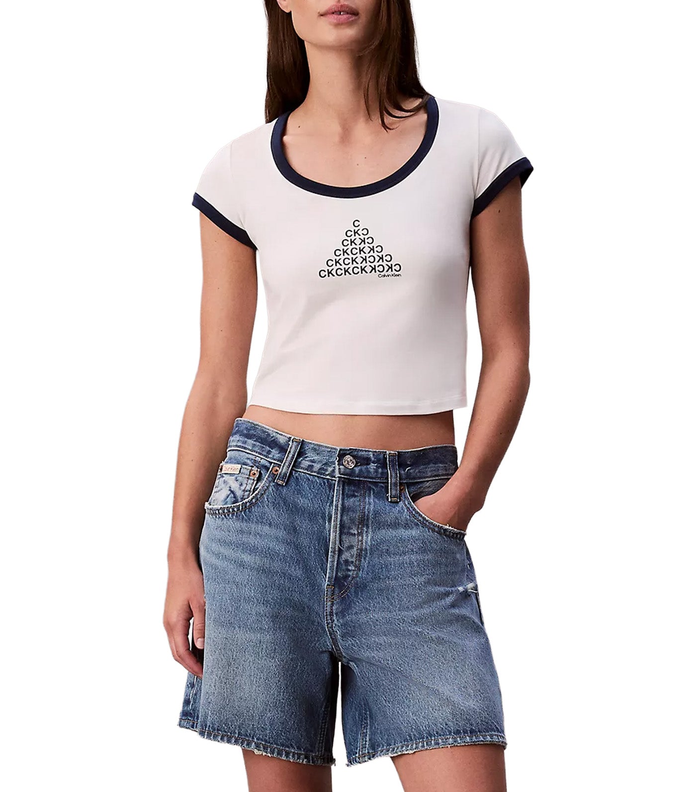 Monogram Logo Shape Graphic Slim T-Shirt