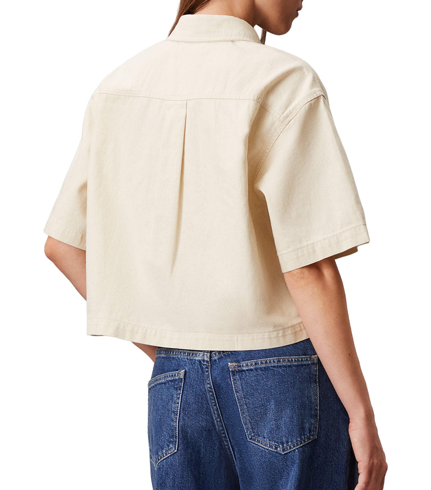 Short Sleeve Denim Shirt Chalk White