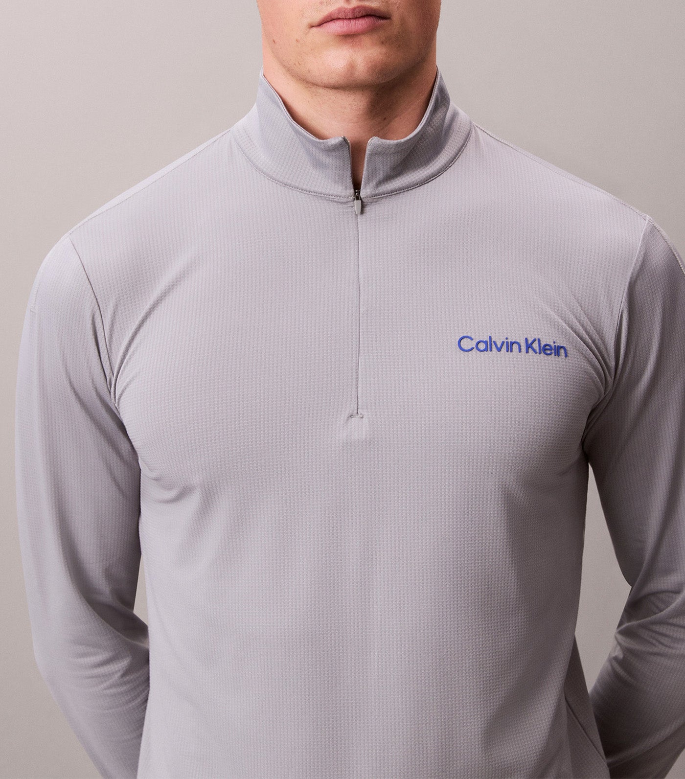 Icon Sport Zip Collar Top Sleet