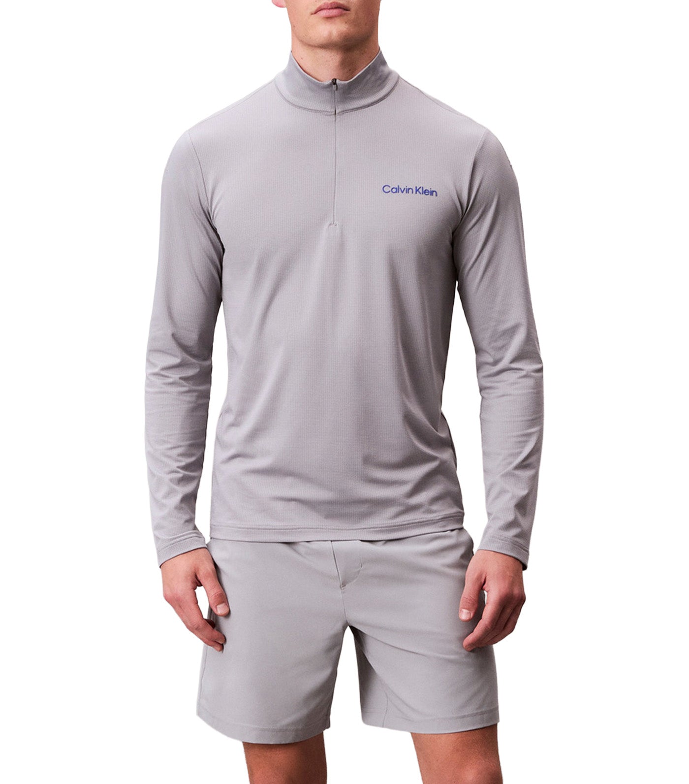 Icon Sport Zip Collar Top Sleet