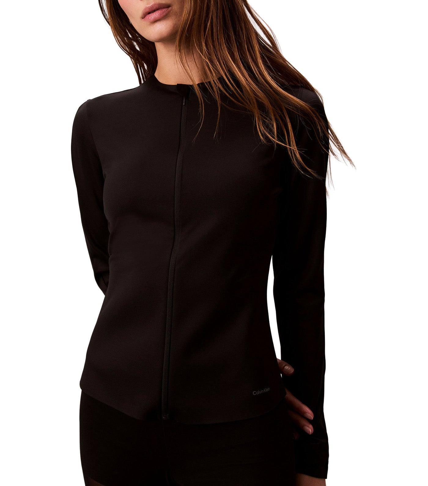Invisible Midlayer Shapewear Zip Up Jacket Black
