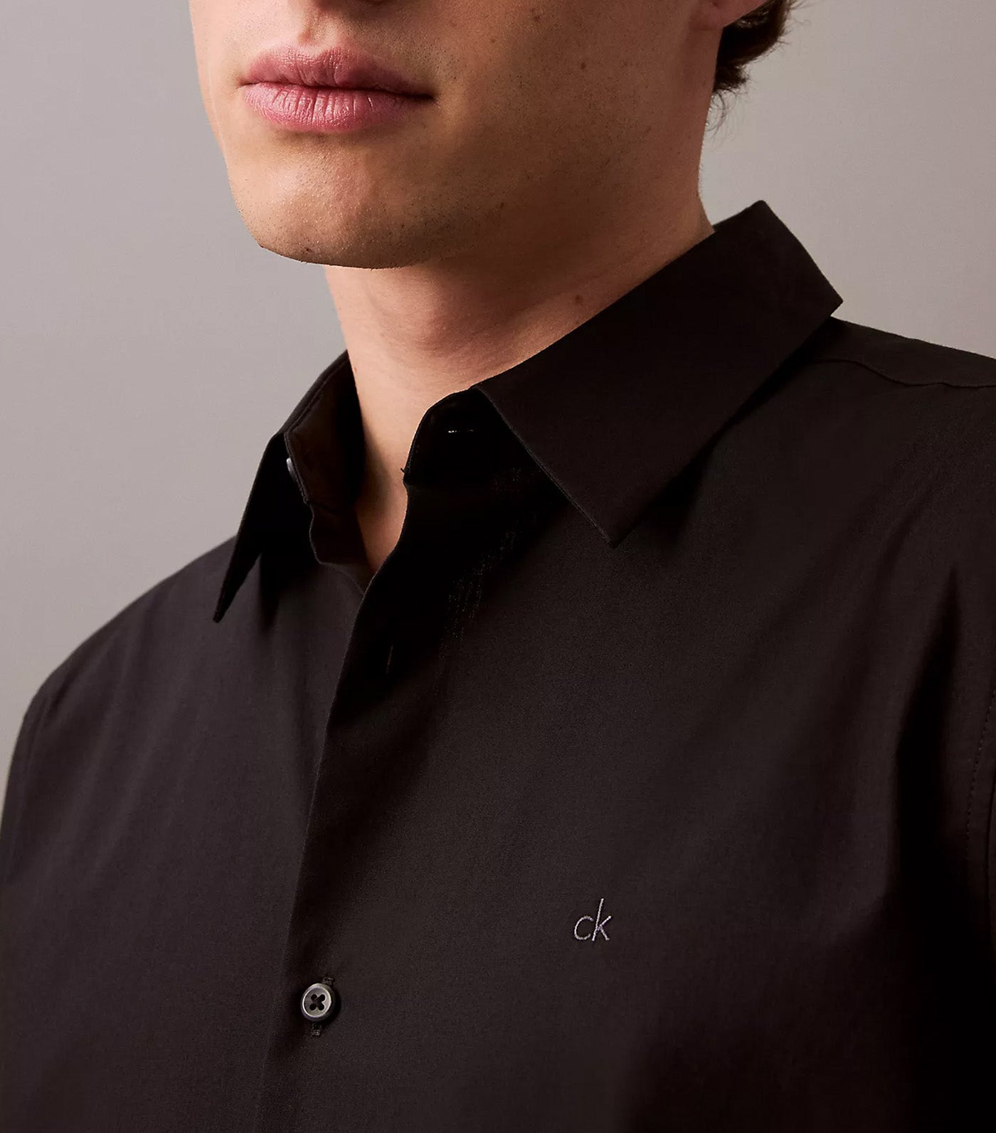 Calvin Klein Jeans Cotton Stretch Slim Button-Down Shirt Black