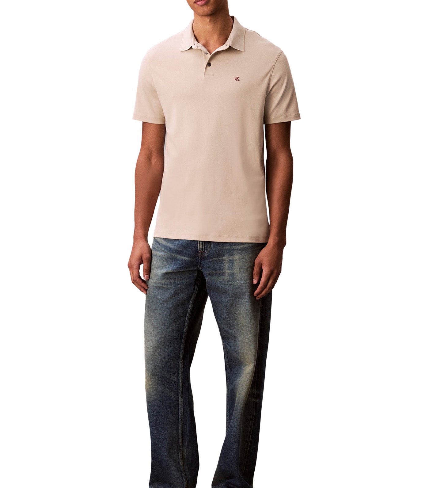 Calvin Klein Jeans Supima Cotton Polo Sweater Island Fossil