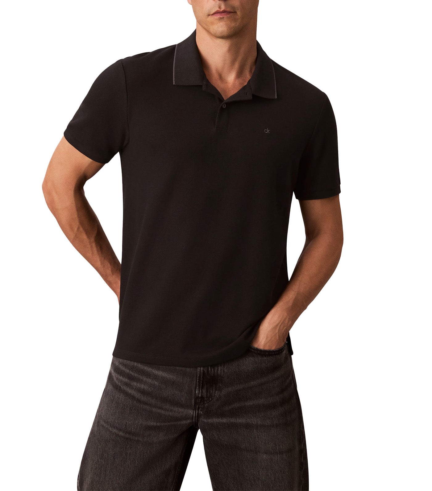 Short Sleeve Refined Piqué Tipping Polo Shirt
