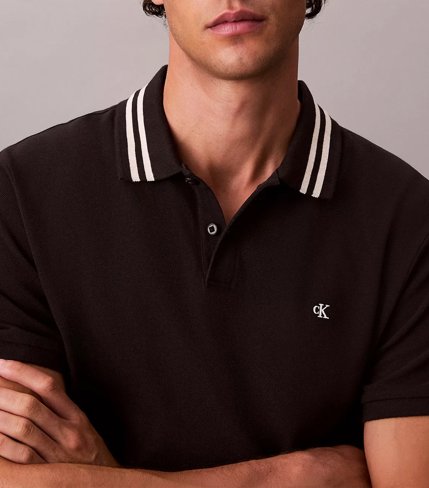 Monogram Logo Pique Tipped Classic Polo Shirt