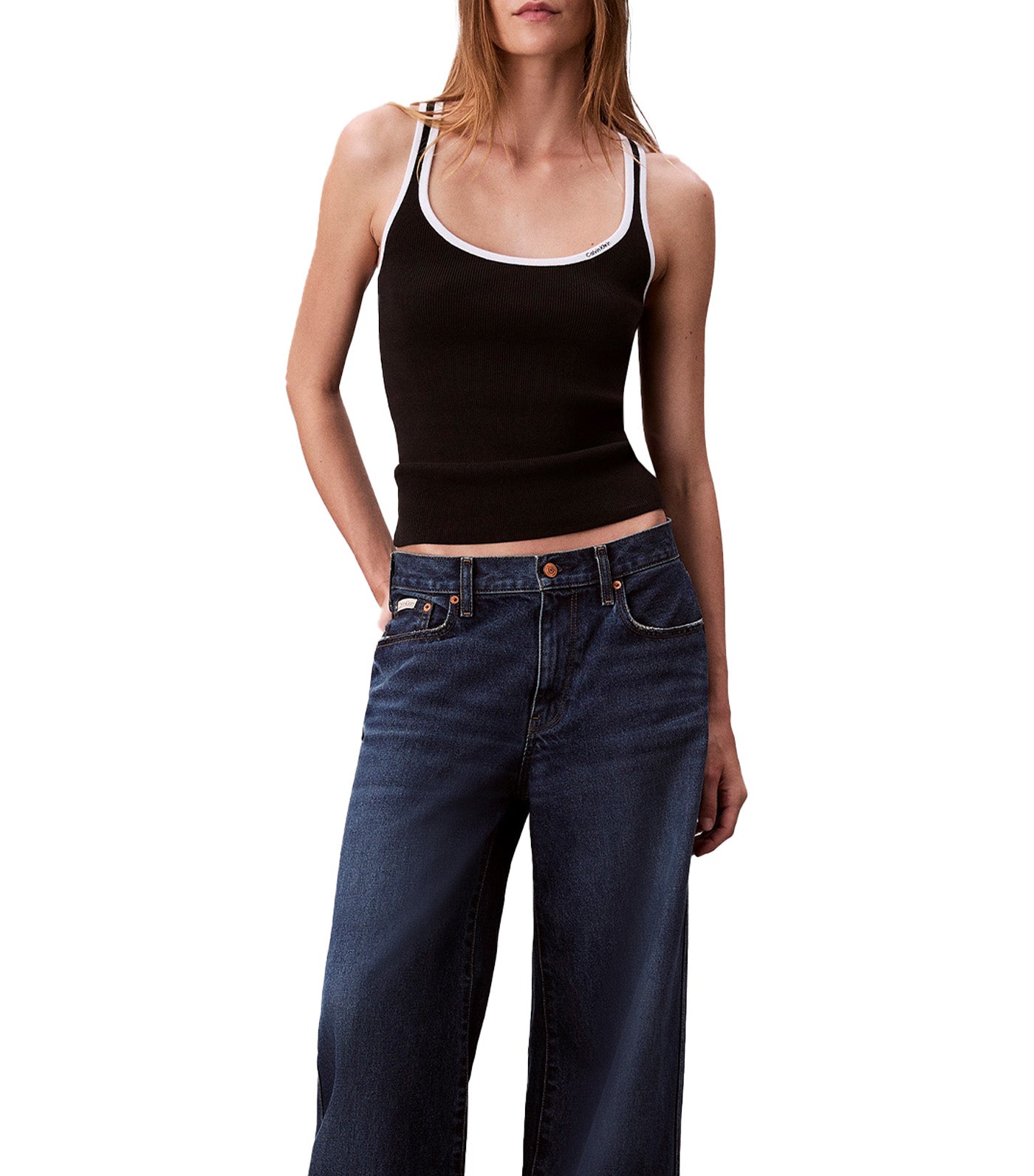 Contrast Trim Ribbed Tank Top