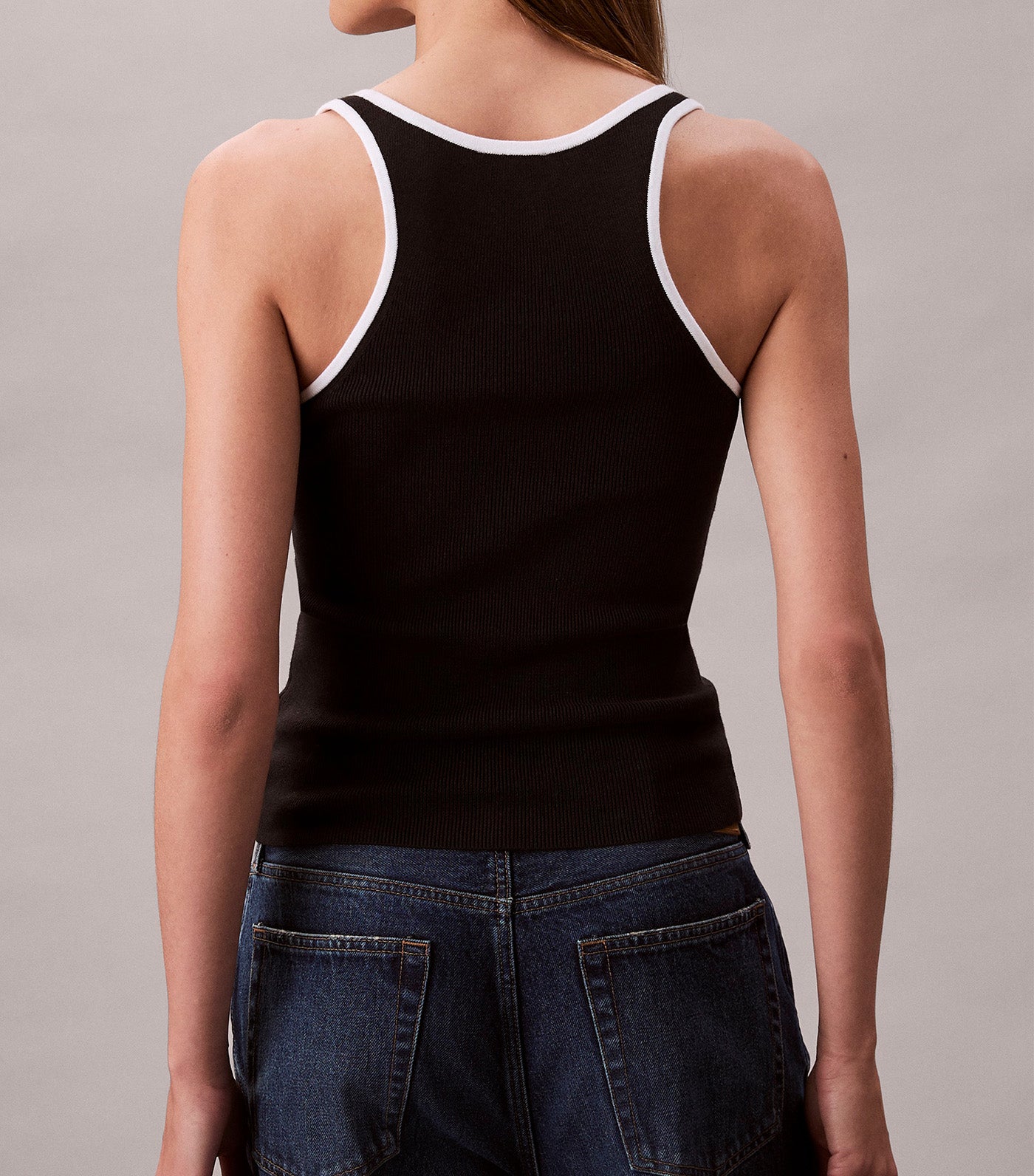 Contrast Trim Ribbed Tank Top