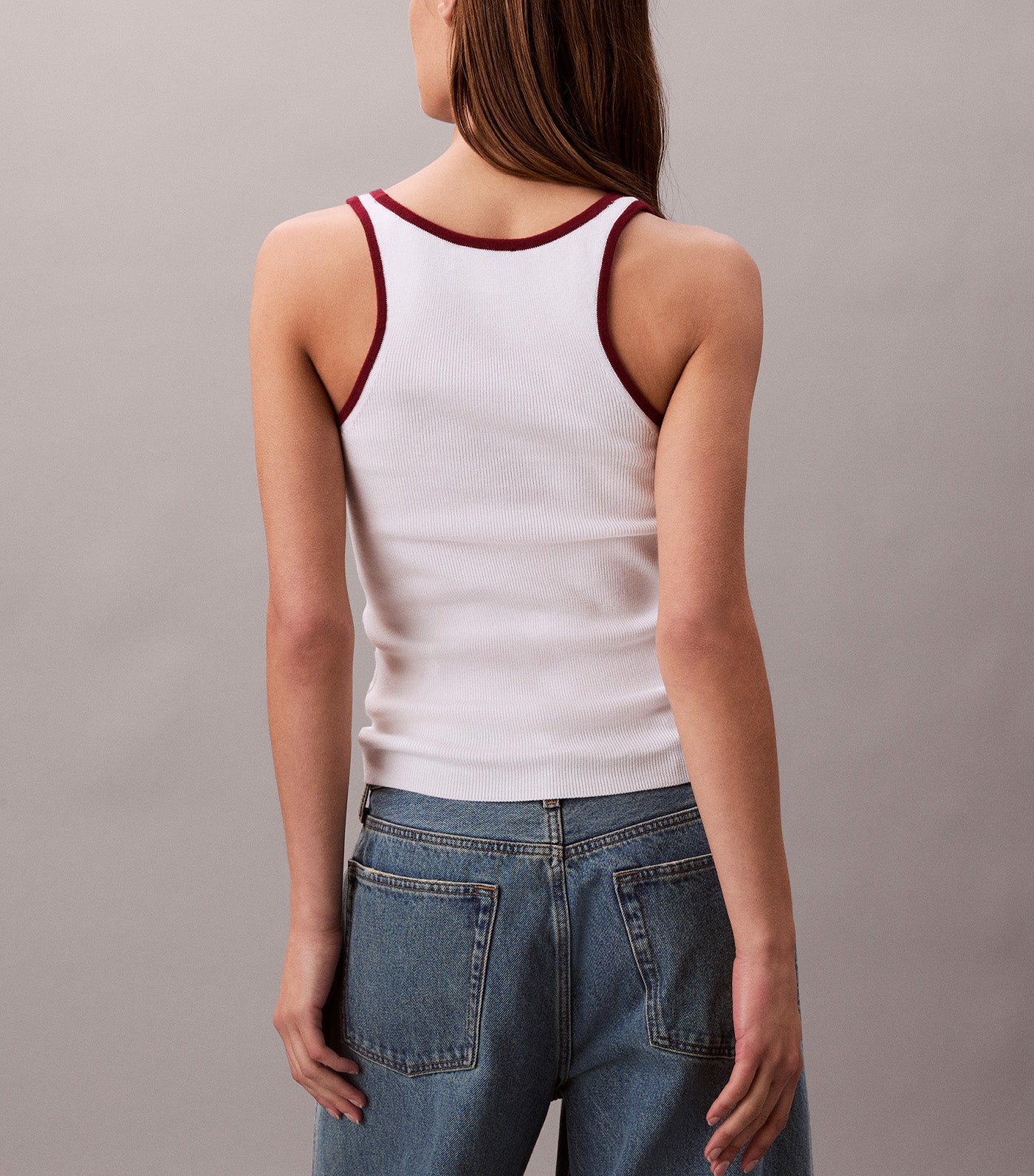 Contrast Trim Ribbed Tank Top