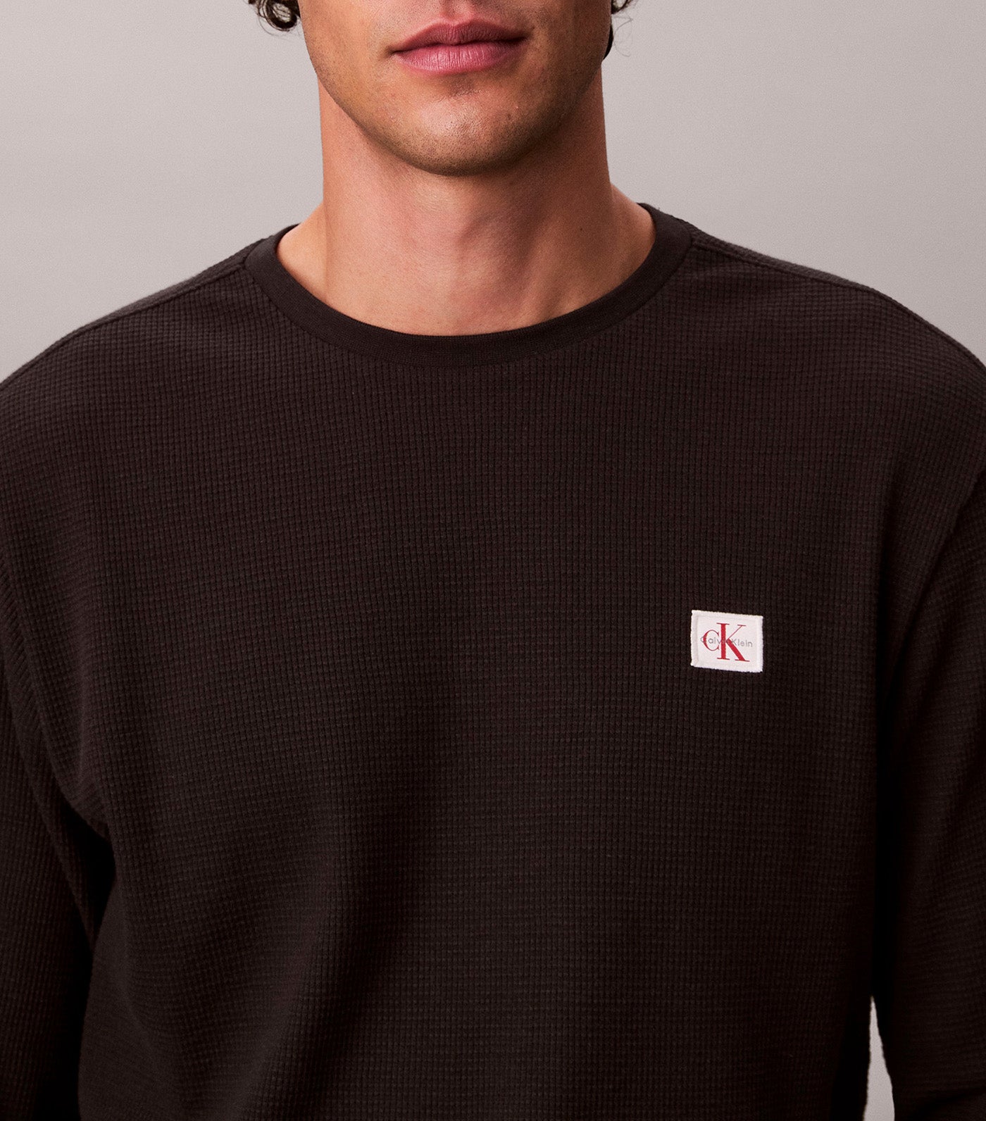 Calvin Klein Jeans Long Sleeve Waffle T-Shirt Black