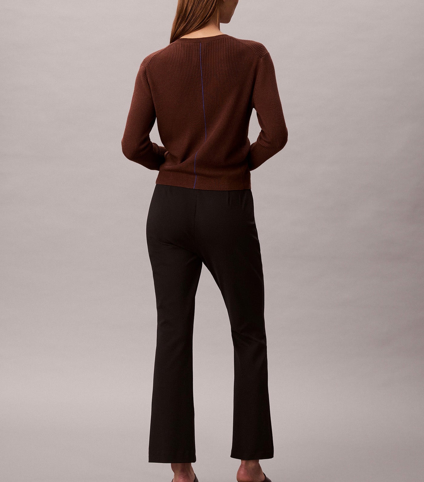 Cropped Flared Ponte Trousers Black