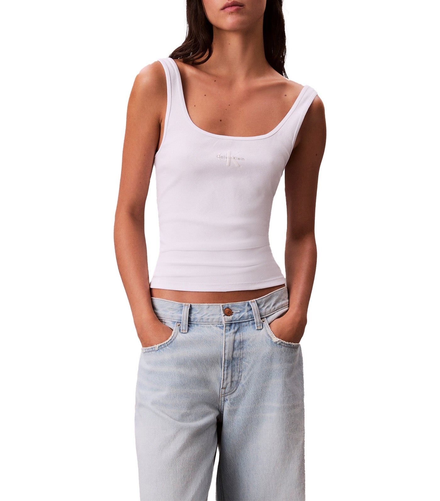Ribbed Monogram Logo Tank Top