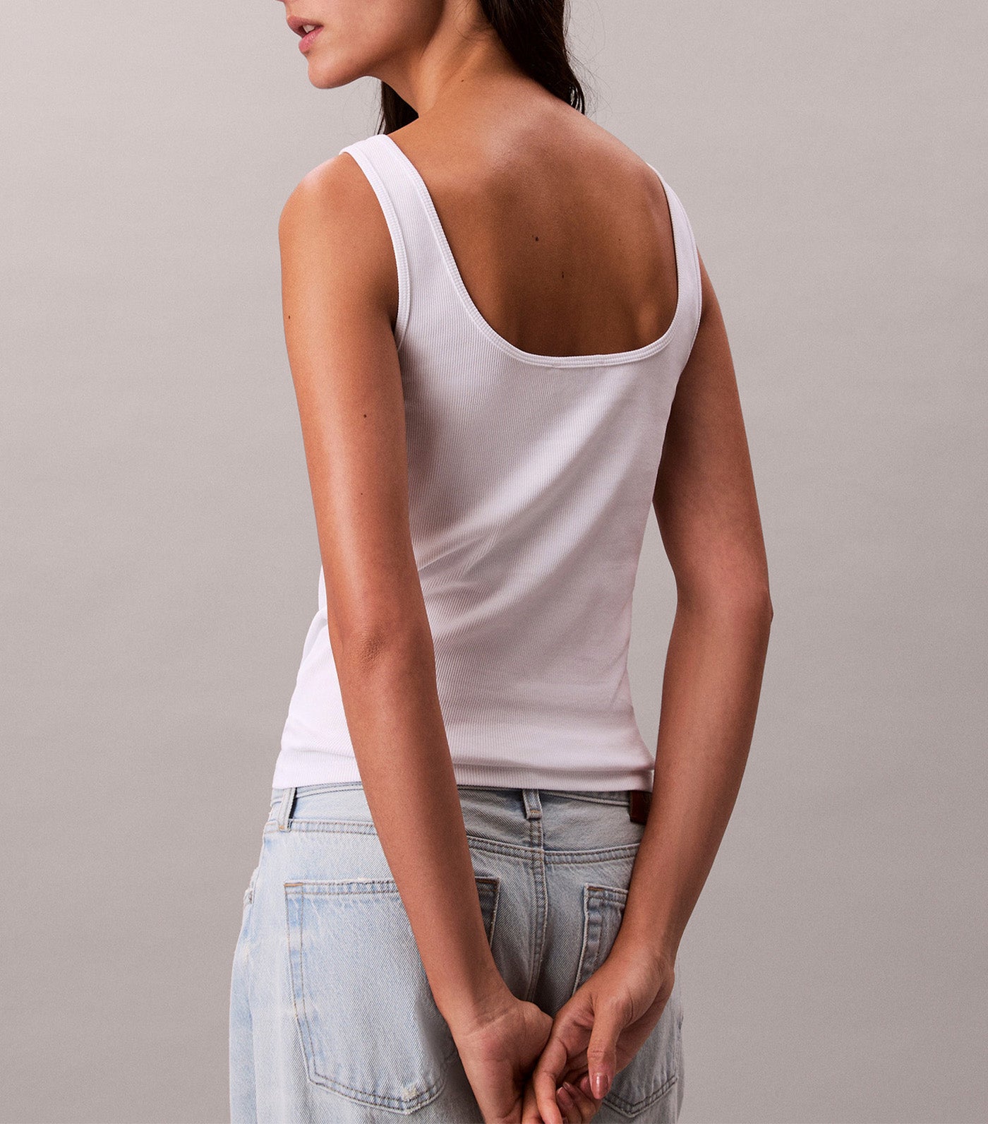 Monogram Scoop Neck Rib Knit Tank Top