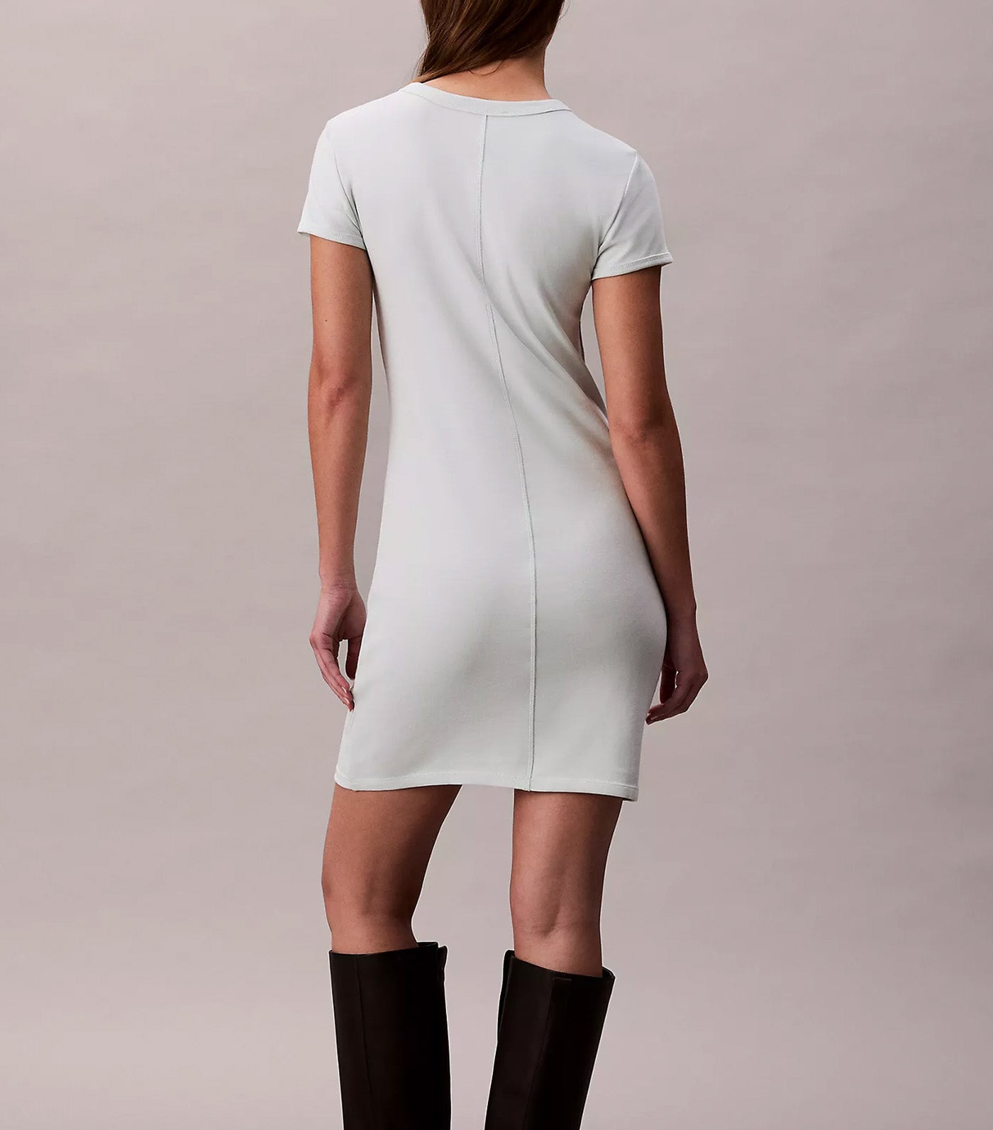 Cotton Contour Rib Monogram Logo Mini Dress