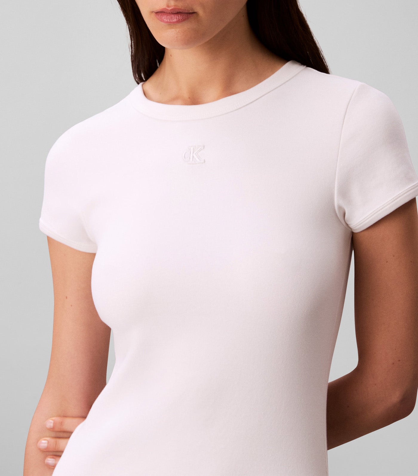 Cotton Contour Rib Monogram Logo Mini Dress