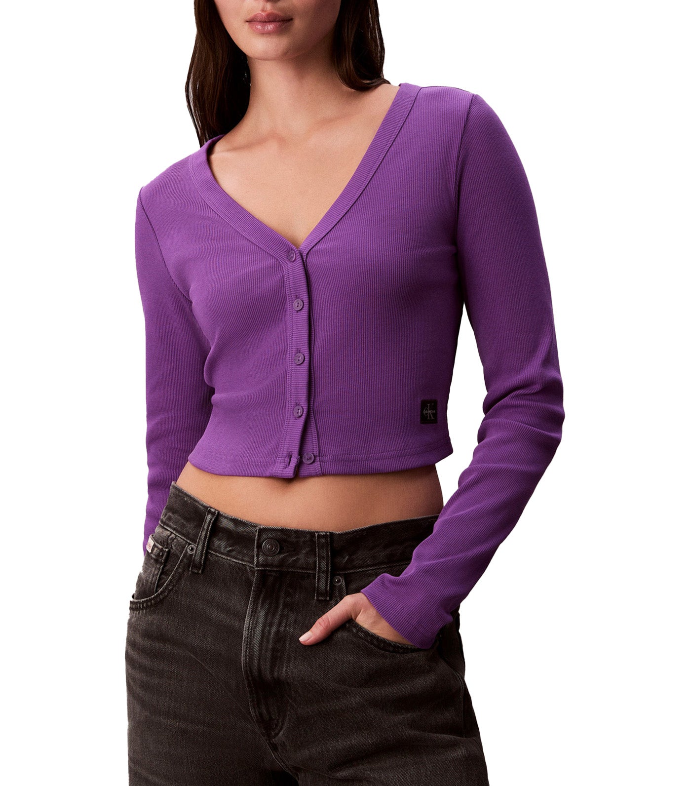 Cropped Ribbed Cotton Cardigan