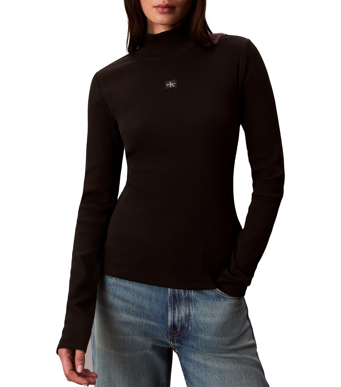 Ribbed Cotton Turtleneck Top