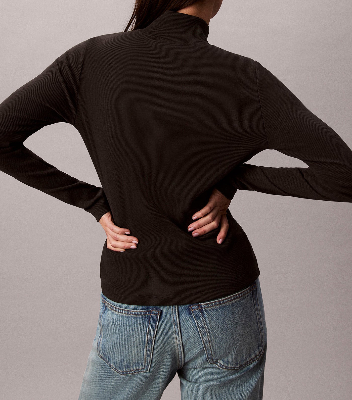 Ribbed Cotton Turtleneck Top