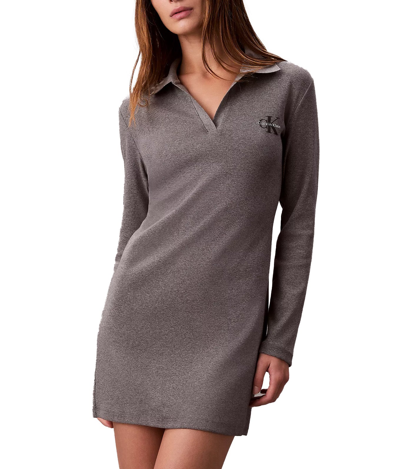 Monogram Logo Rib Polo Mini Dress