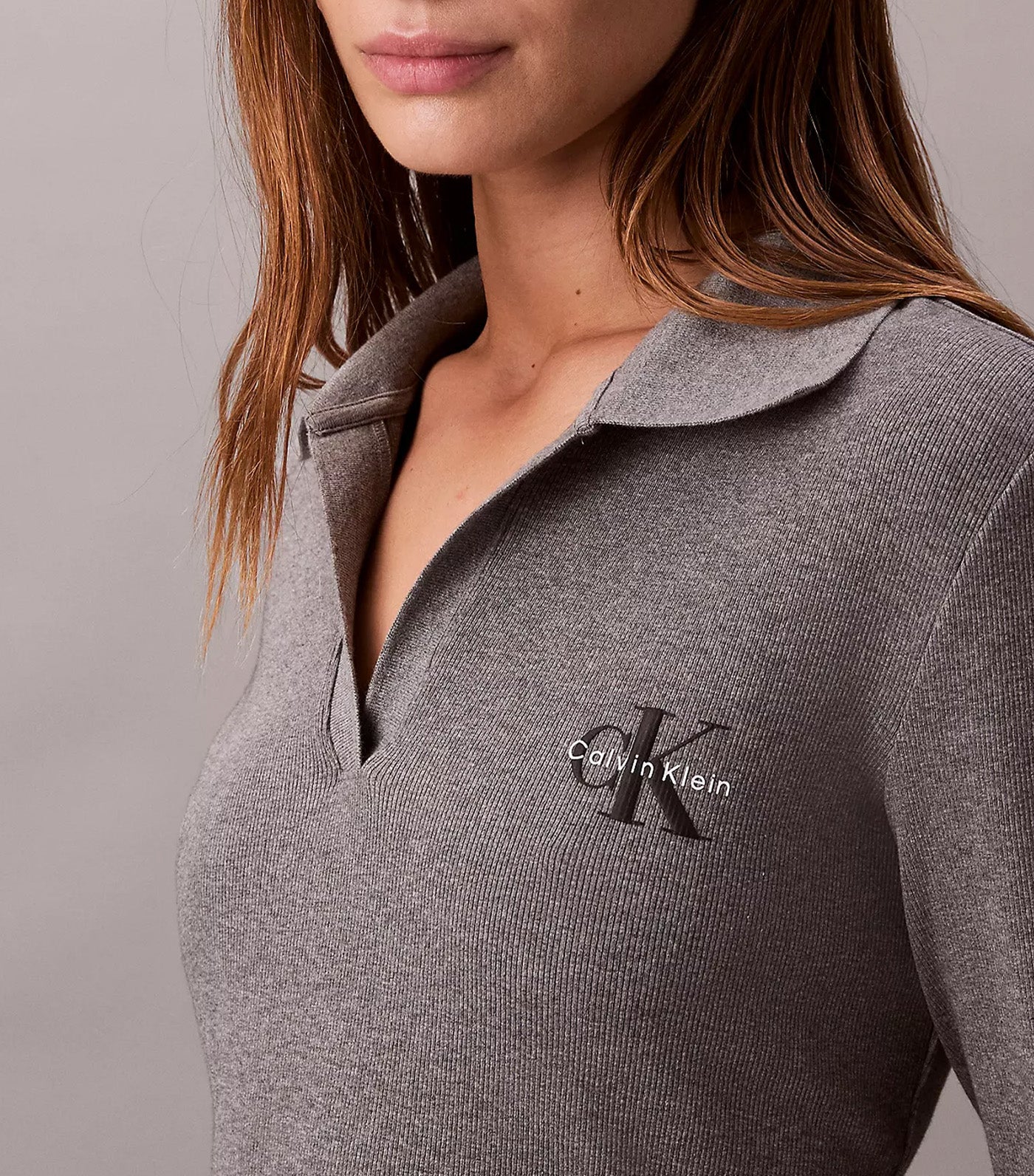 Monogram Logo Rib Polo Mini Dress