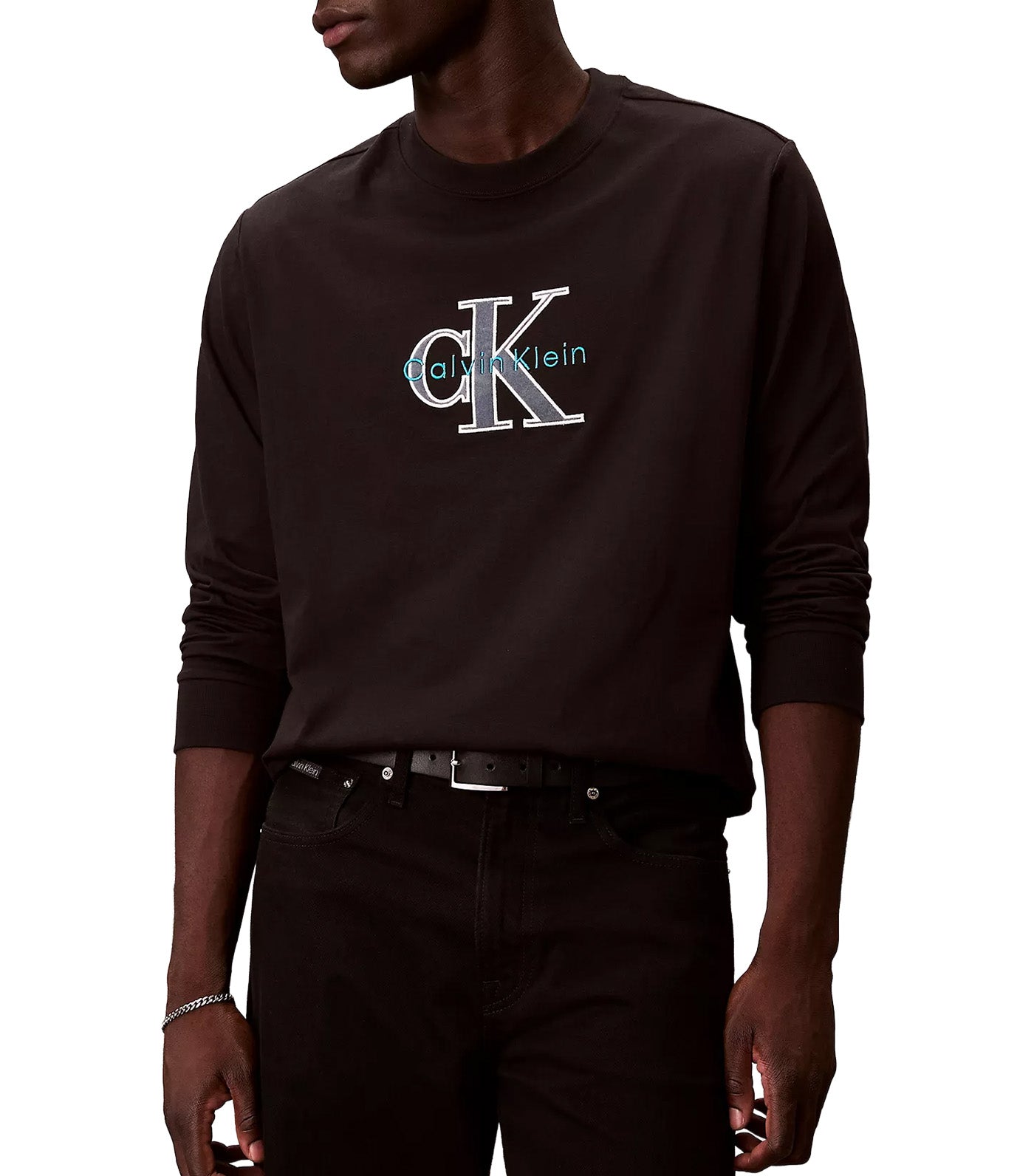 Long Sleeve Monologo Relaxed T-Shirt Black