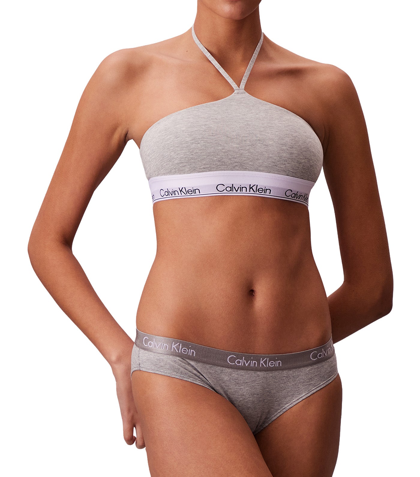 Icon Cotton Modal Halter Bralette Gray Heather