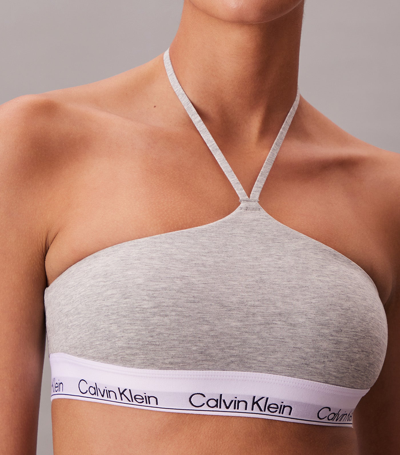 Icon Cotton Modal Halter Bralette Gray Heather