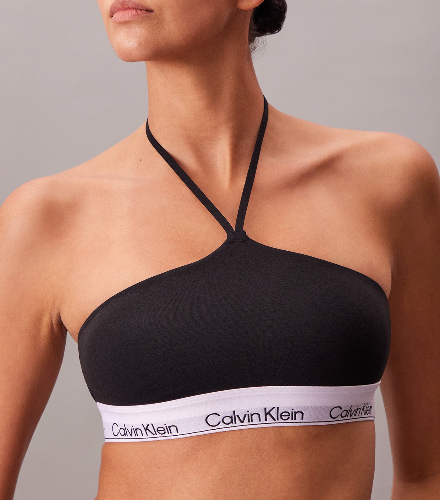 Icon Cotton Modal Lightly Lined Halter Bralette Black