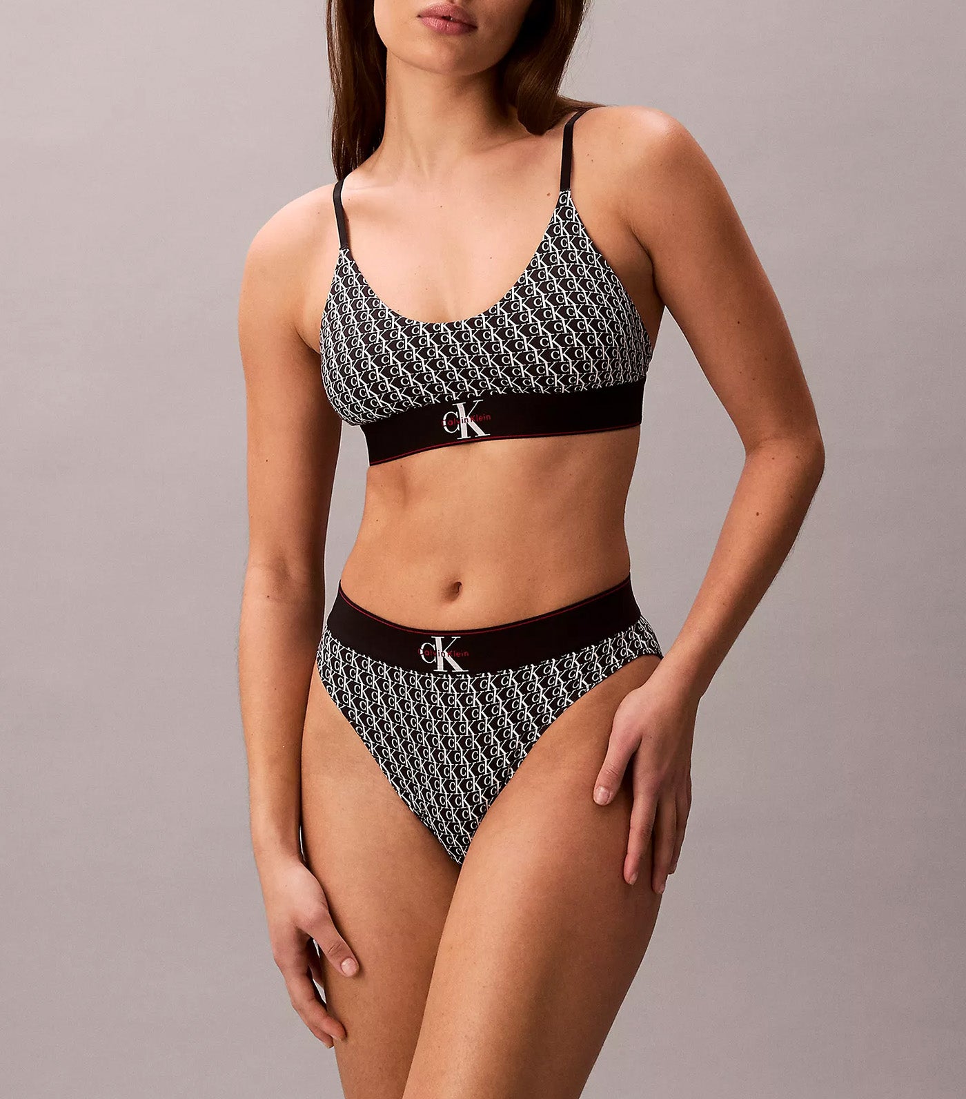 Graphic Monogram Microfiber Stretch High Waist Bikini