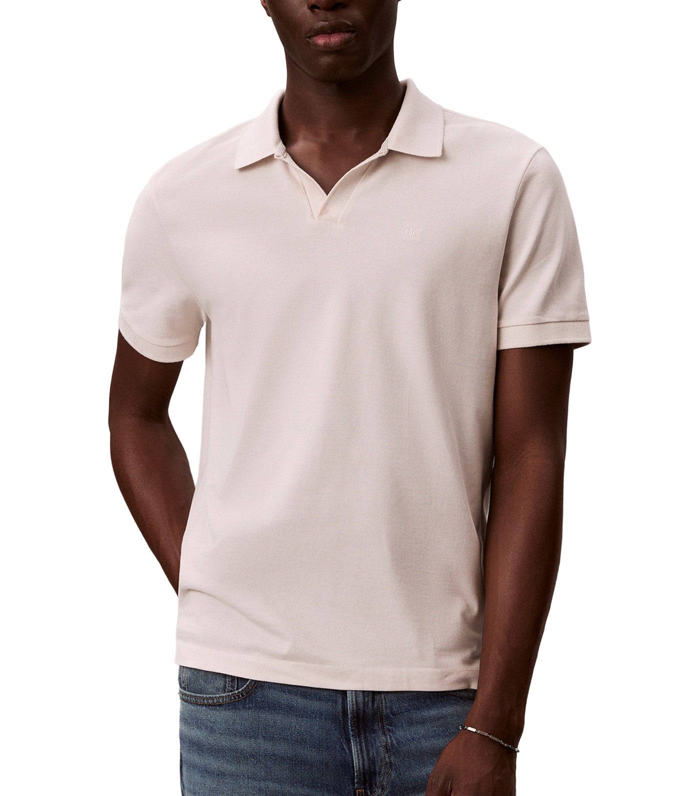 Men's Short Sleeve Casual Pique Polo White Sand