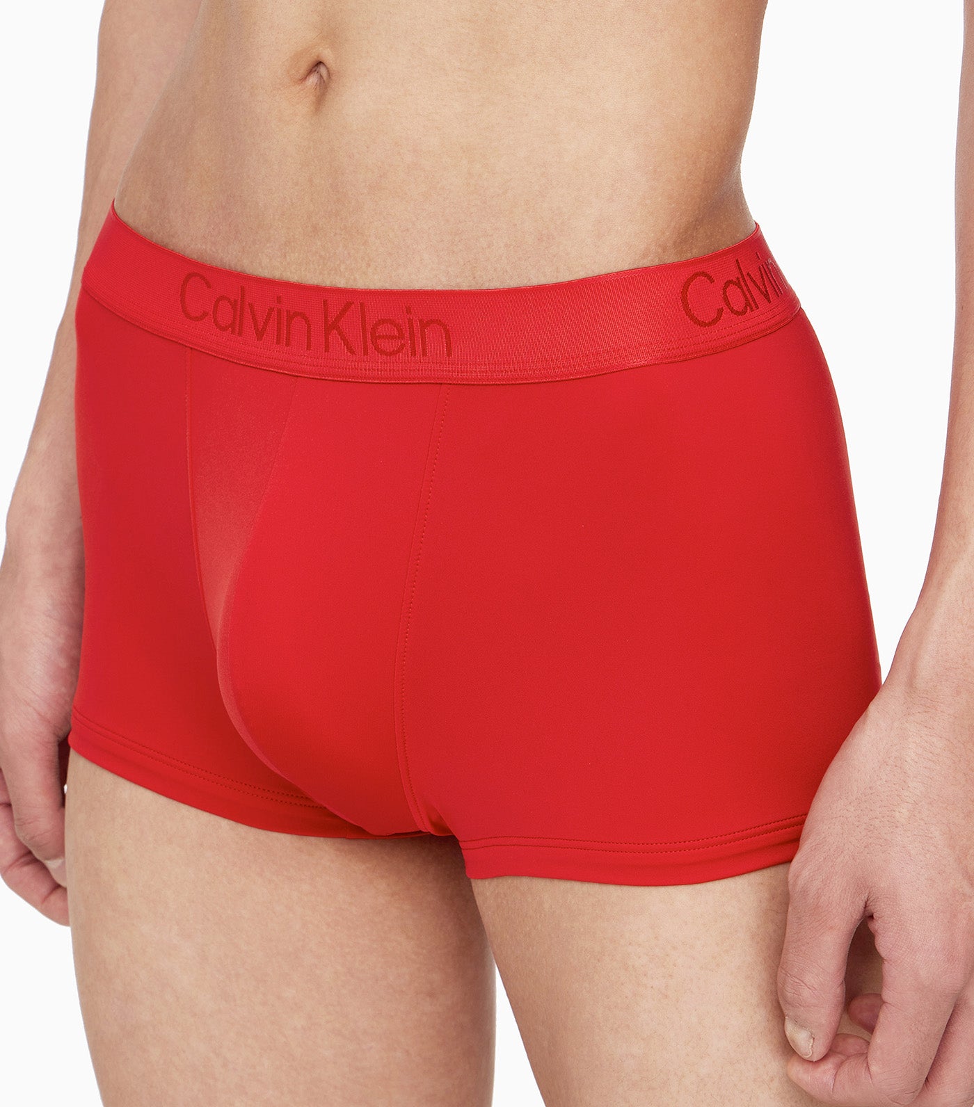 CK Black Low Rise Trunks Pompeian Red