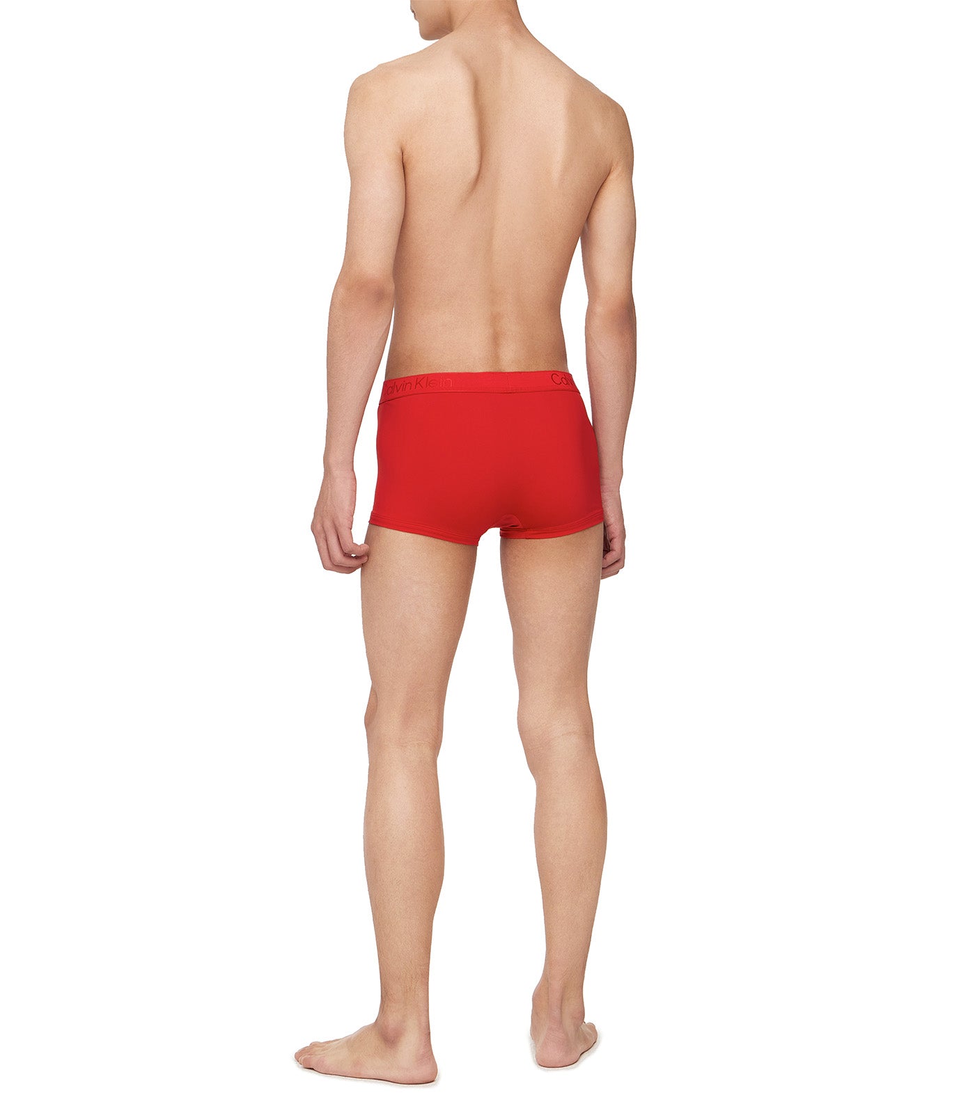 CK Black Low Rise Trunks Pompeian Red