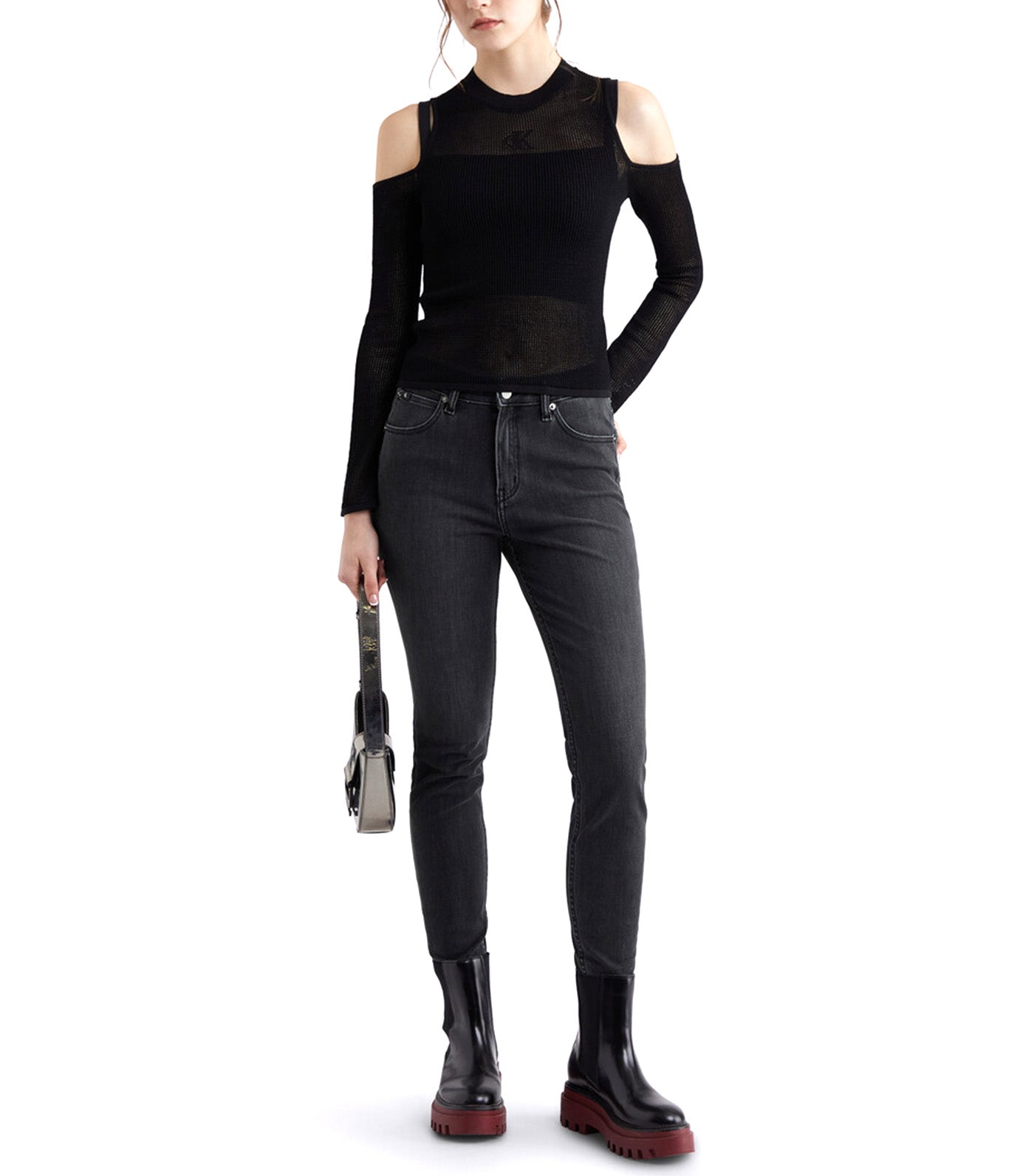 High Rise Body Skinny Ankle Jeans Black